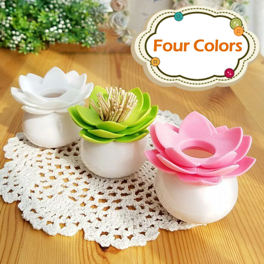 

2in1 Flower Pattern Cotton Swab Holder Storage Container Toothpick Organizer Tube With Dust Cover Plastic Toothpick Storage Box