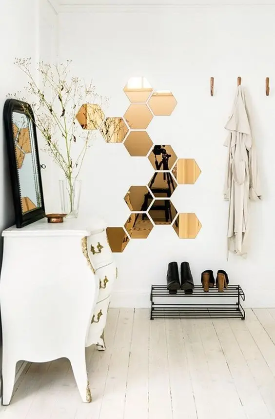 

Multi-piece Package Hexagonal Honeycomb Mirror Acrylic Wall Decoration Home Decoration Accessories for Living Room Wallpaper