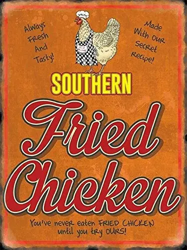 

Southern Fried Chicken - Cafe Carry Out Chippy KFC Metal Plaque TIN Sign 8X12 INCH