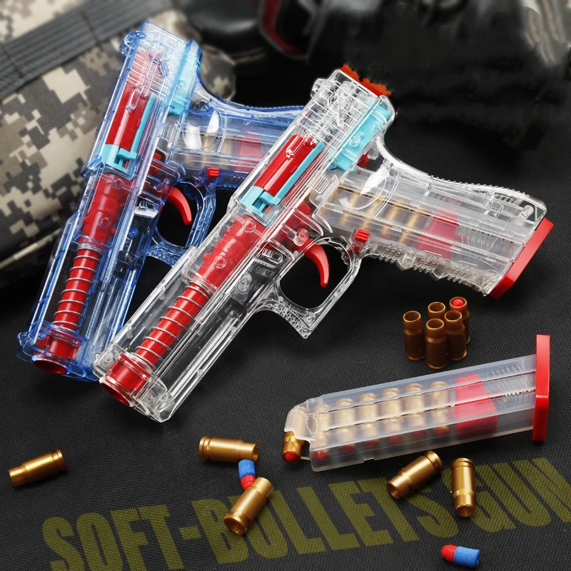

New transparent shooting pistol outdoor soft bullet pistol toy Glock Colt Sand Eagle CS game boy birthday gift
