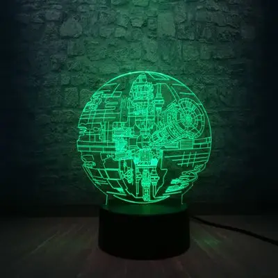 Black base 5 3D Звездные войны, Звезда смерти BB8 ночник 7 цветов меняющийся светодиодный настольная лампа с иллюзией для детей прикроватный Декор Usb Touch Lampara подарки - Испускаемый цвет: Black base 5