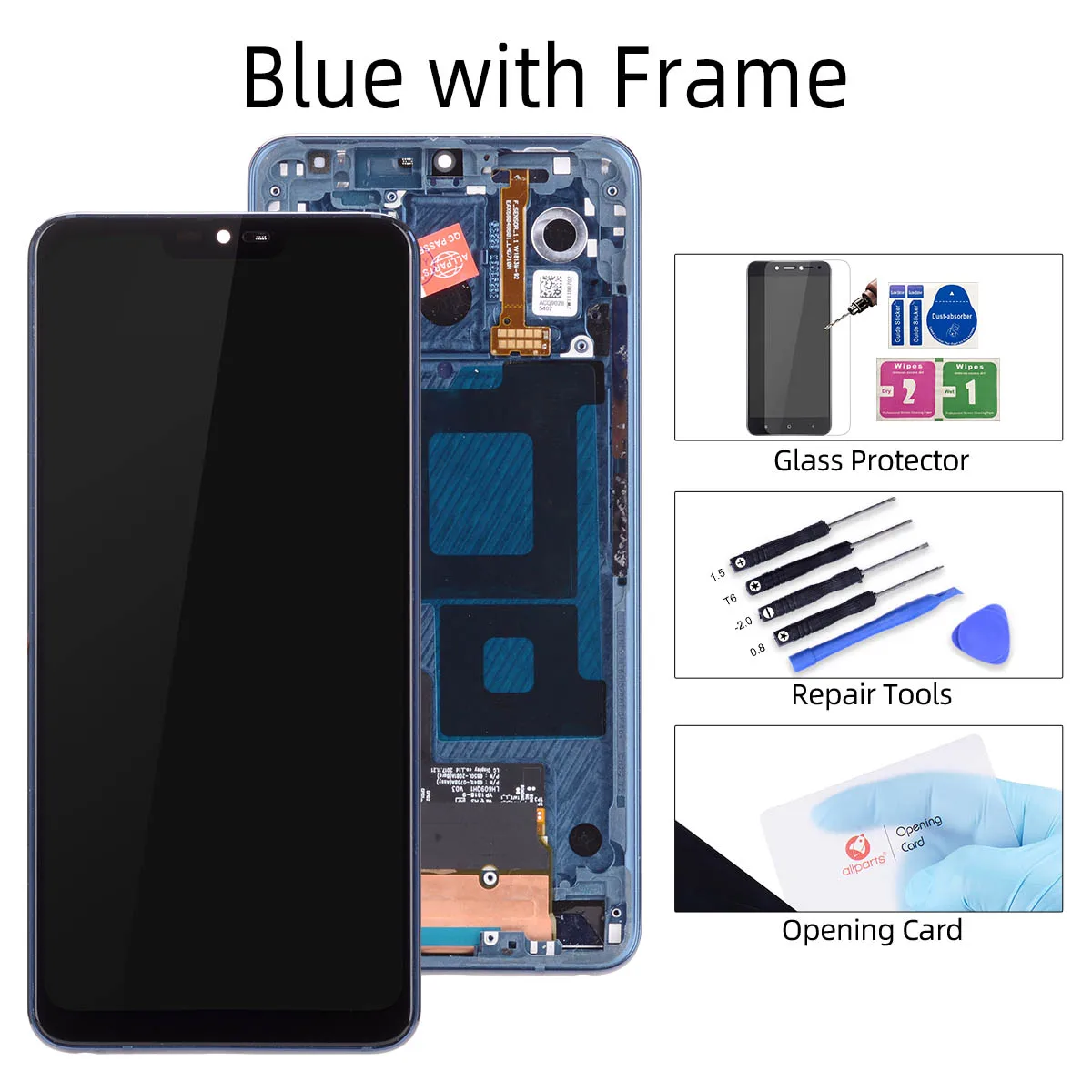 Blue with Frame ЖК-дисплей для LG G7 thinQ, ЖК-дисплей, сенсорный экран в сборе, дигитайзер для LG G7, ЖК-дисплей G710 G710EM G710PM G710VMP - Цвет: Blue with Frame