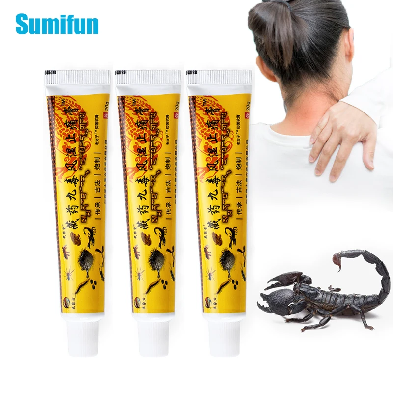 

3pcs Scorpion Venom Pain Relief Ointment Chinese Herbal Cream for Rheumatoid Arthritis Joint Muscle Rub Medical Plaster P1192