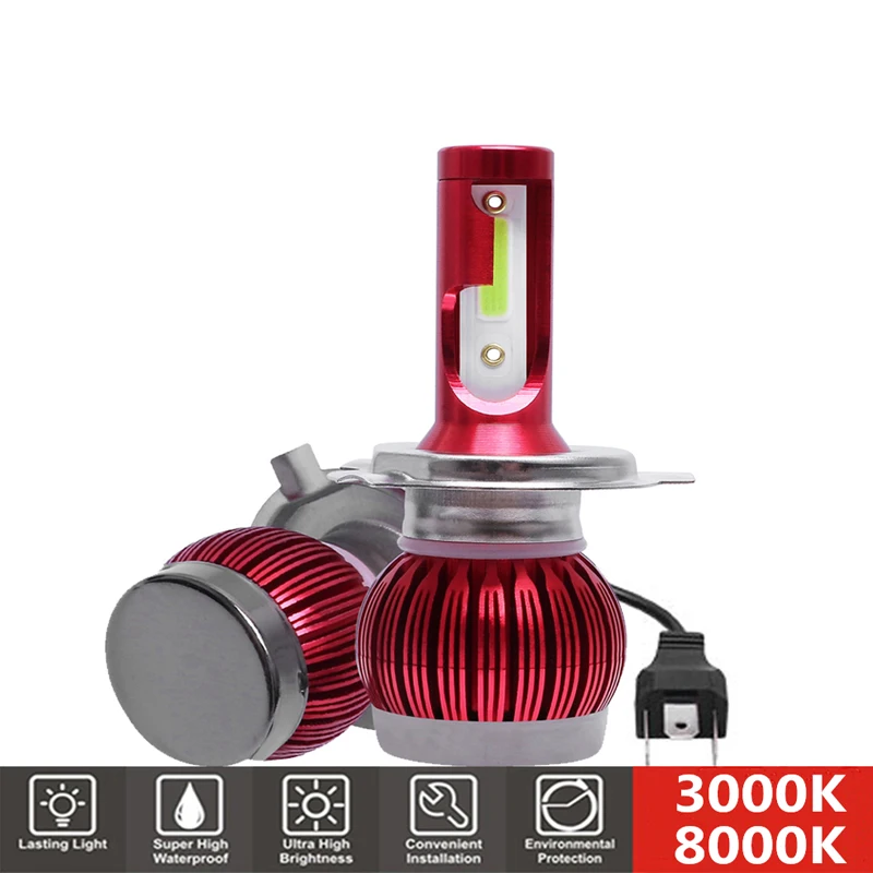 2 шт. H7 светодиодный мини фар автомобиля лампа H1 H4 H11 HB3 HB4 9005 9006 9000LM 50W 3000K 8000K
