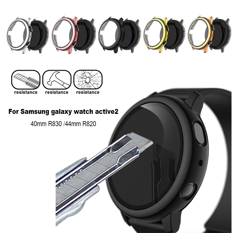 

Защитный чехол для Samsung Galaxy watch active 2 44 мм 40 мм, стеклянный бампер, Защитная пленка для active2, аксессуары