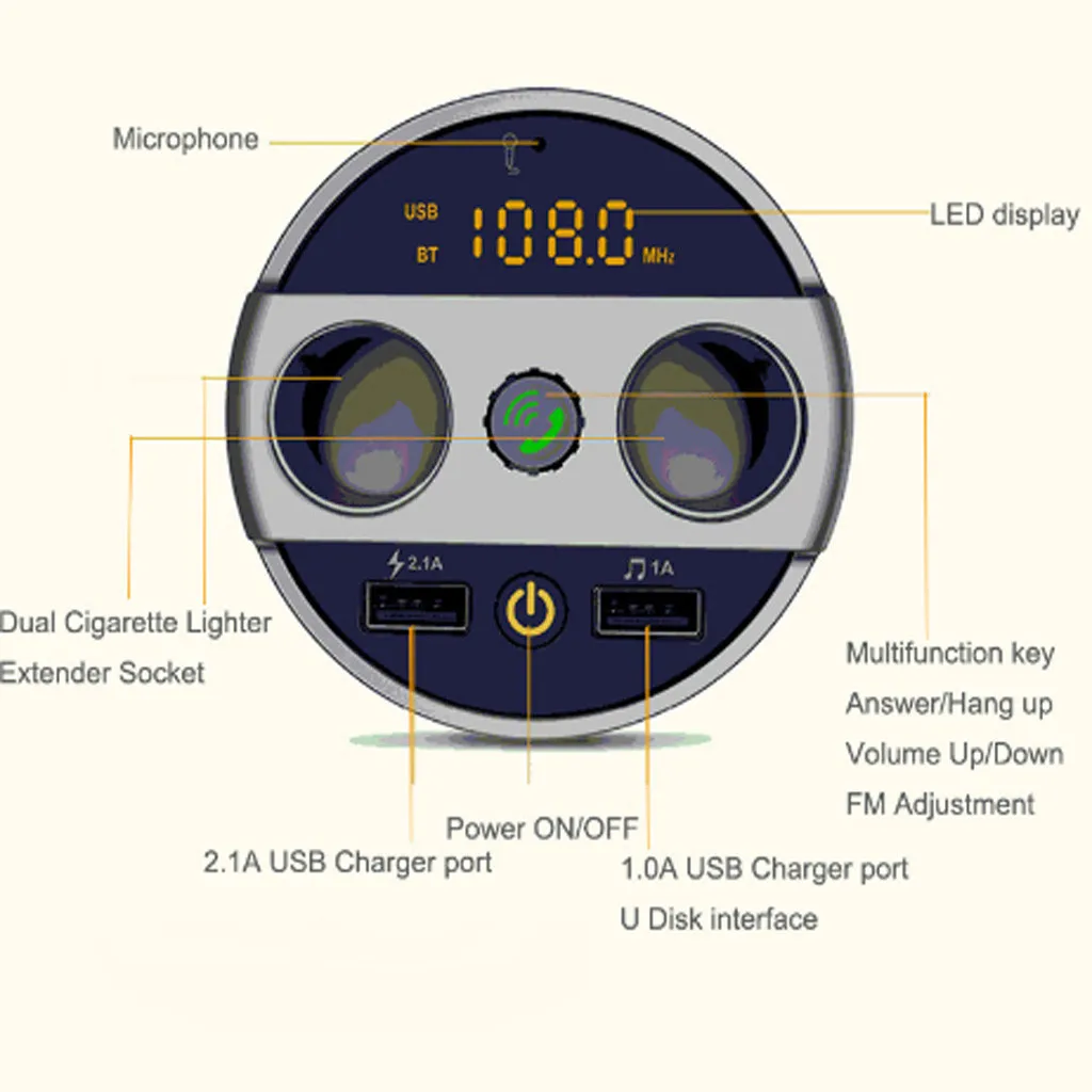 Bluetooth-прикуриватель в форме чашки черный серебристый Bluetooth комплект громкой