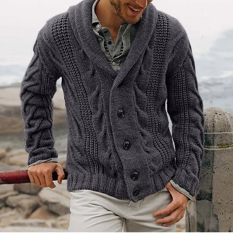 

Sweater Mens Jumper Cardigan Chunky Cable Knitted Warm Outwear Coat Knitwear