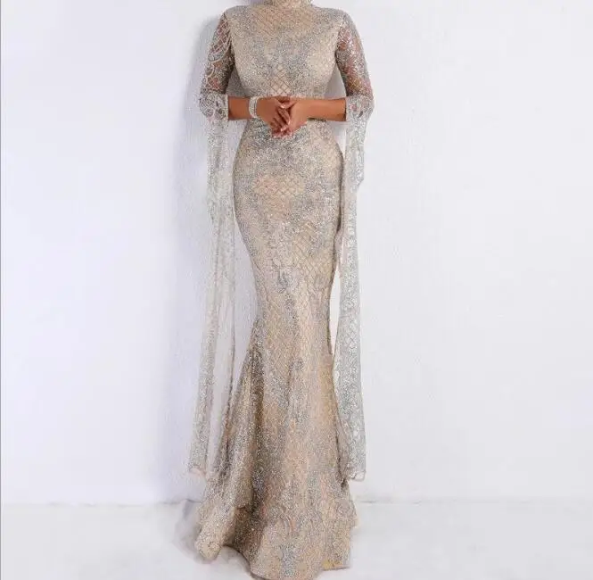 2019 женское сексуальное платье с высоким воротником и длинным рукавом разрезом