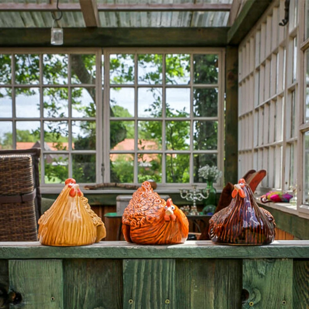 

Hen Statue Ladder Decorations Garden Ornaments Outdoor Statues Realistically Hen Resin Crafts Sculptures Statue Yard Decoration