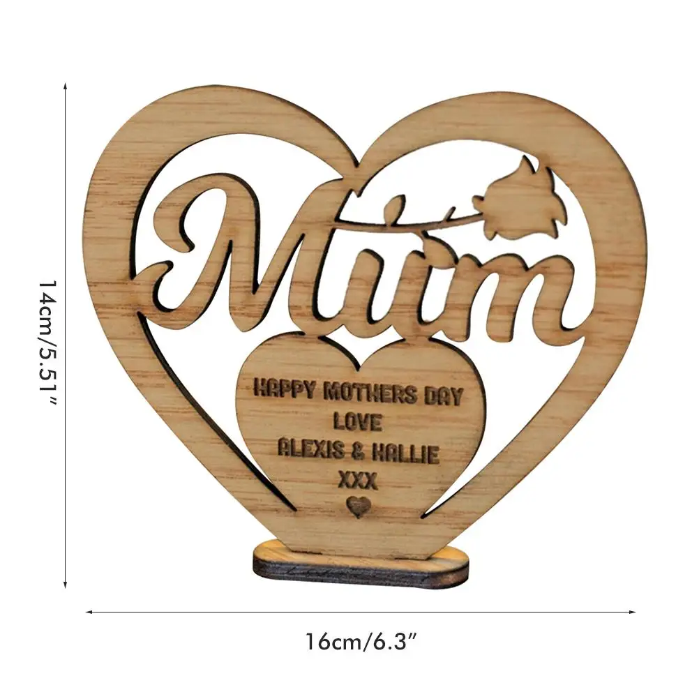 

Wooden Heart Shaped Ornaments for Mother's Day Wood Craft Ornaments Freestanding Love Creative Gift for Mother