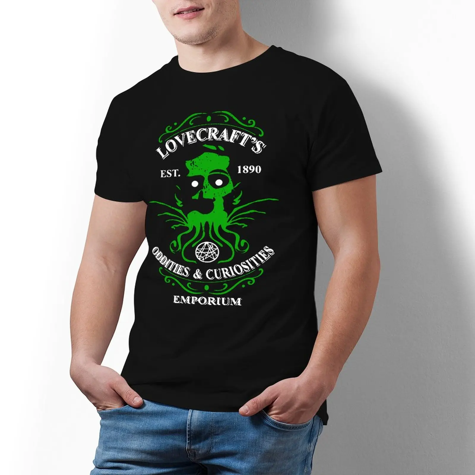 Мужская Летняя хлопковая футболка с коротким рукавом и принтом|Мужские футболки|