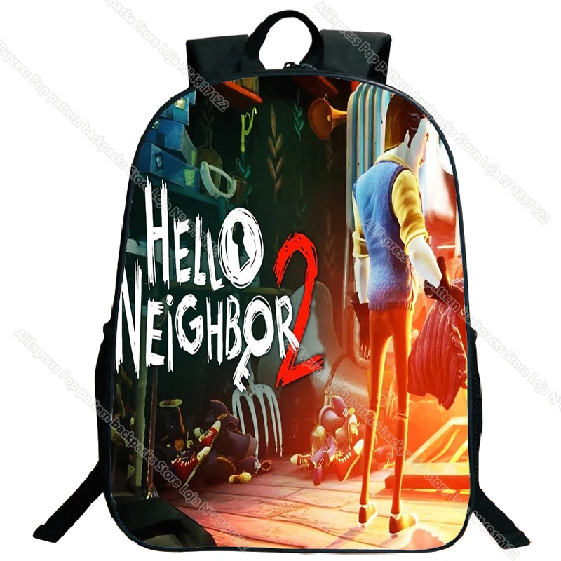

Game Hello Neighbor 2 Backpack Boys Girls School Bags Cartoon Bookbag Men Women Knapsack Teenage Travel Mochila