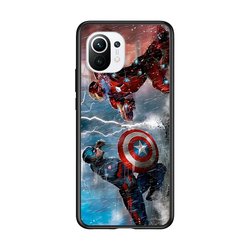 

Captain America Marvel for Xiaomi Mi 11 10T Note 10 Ultra 5G 9 9T SE 8 A3 A2 A1 6X Pro Play F1 Lite 5G Black Phone Case
