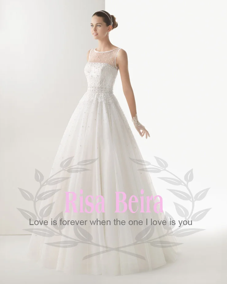 

free shipping bride dress vestido de noiva 2016 new hot romantic casamento long pearls tulle bridal ball gown wedding Dresses