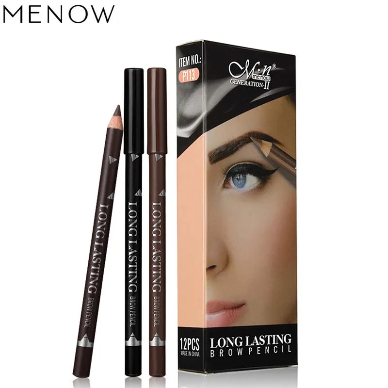 

New Makeup MENOW Brand Long Lasting Waterproof Eyebrow Pencils Easy to Wear Black Brown Paint Eye Brow Brand Maquiagem
