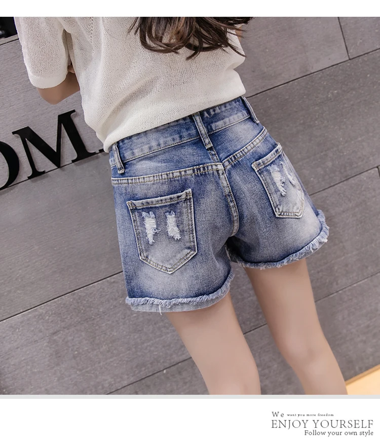 Летние женские модные джинсовые шорты с высокой талией Украшенные бусинами и |