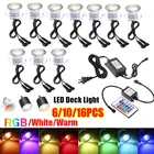 Светодиодный палубный светильник IP67 RGB, подземная лампа с дистанционным управлением, утопленный Точечный светильник для ландшафта, сада, дорожек, ступенчатый палубный светильник, светильник теплымбелым светом, ЕС
