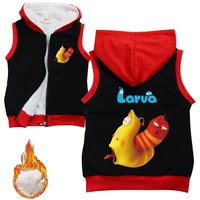 2021 winter cartoon larva clothes kids keep warm vest sleeveless jackets girls velvet coats children outerwear baby boys parkas