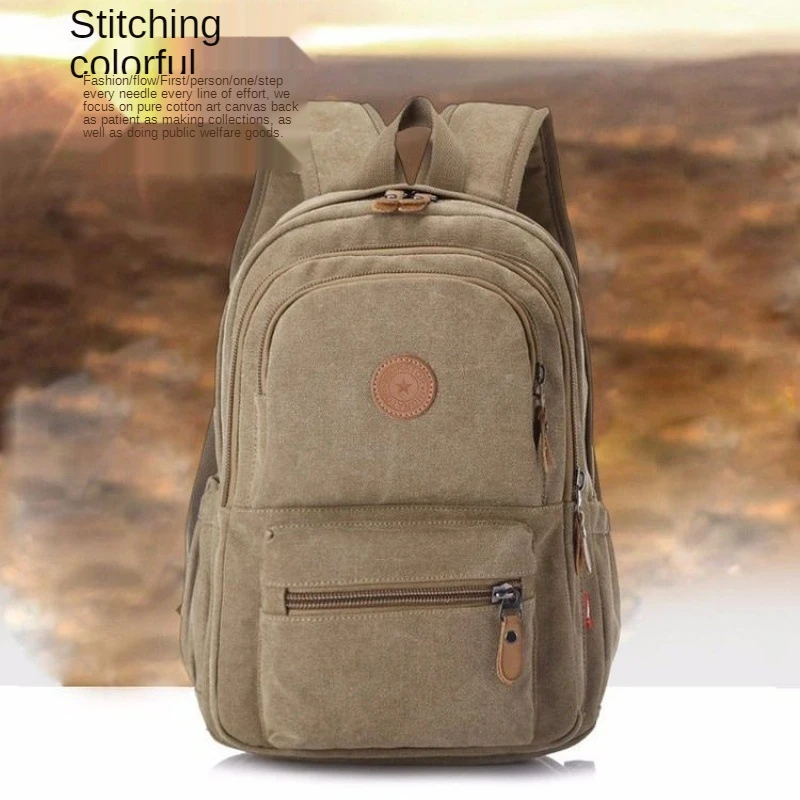 Thickening and Wear-Resistant Canvas Backpack Unisex Small and Medium Luggage Bag Denim Fabric Retro Student Schoolbag