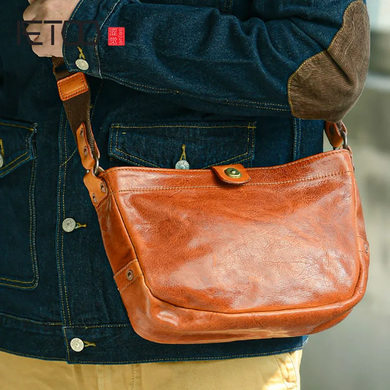 Мужская кожаная сумка почтальон AETOO для загара в стиле ретро 2019| |