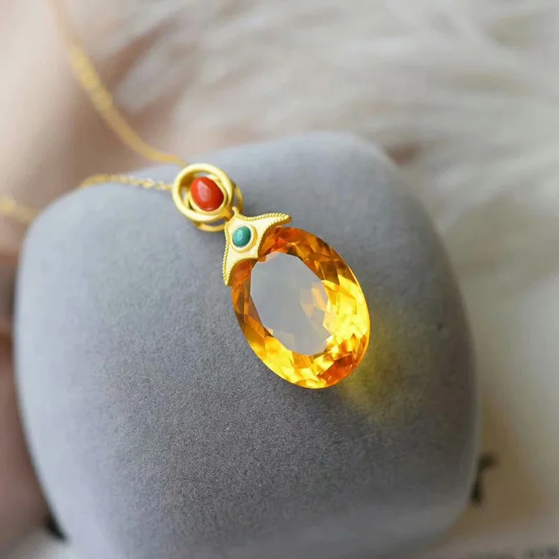 Цитриновые серьги LANZYO ювелирные изделия в подарок на день рождения из серебра 18*25