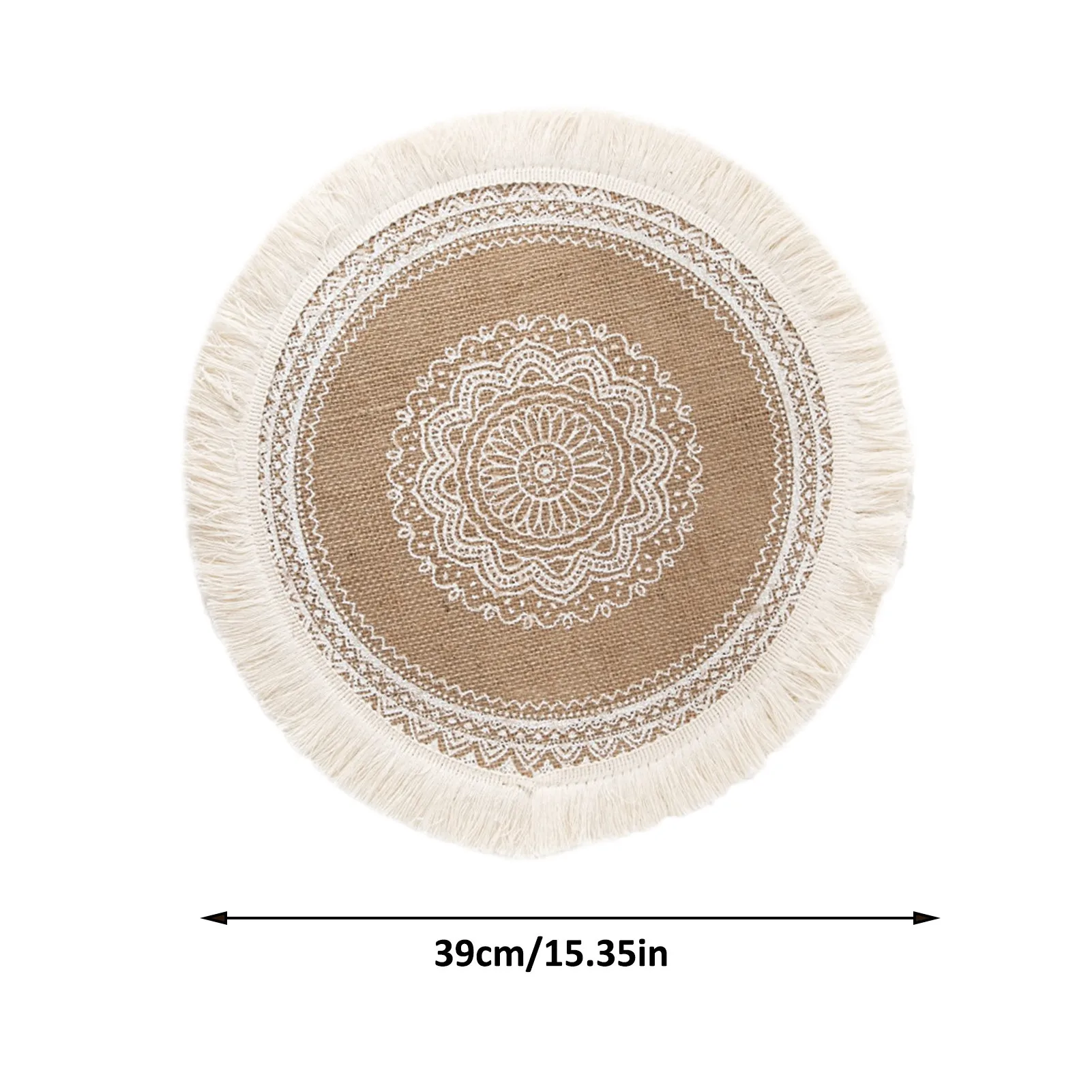 

Ins Round Placemats Boho Tassels Cotton Linen Dining Table Mat