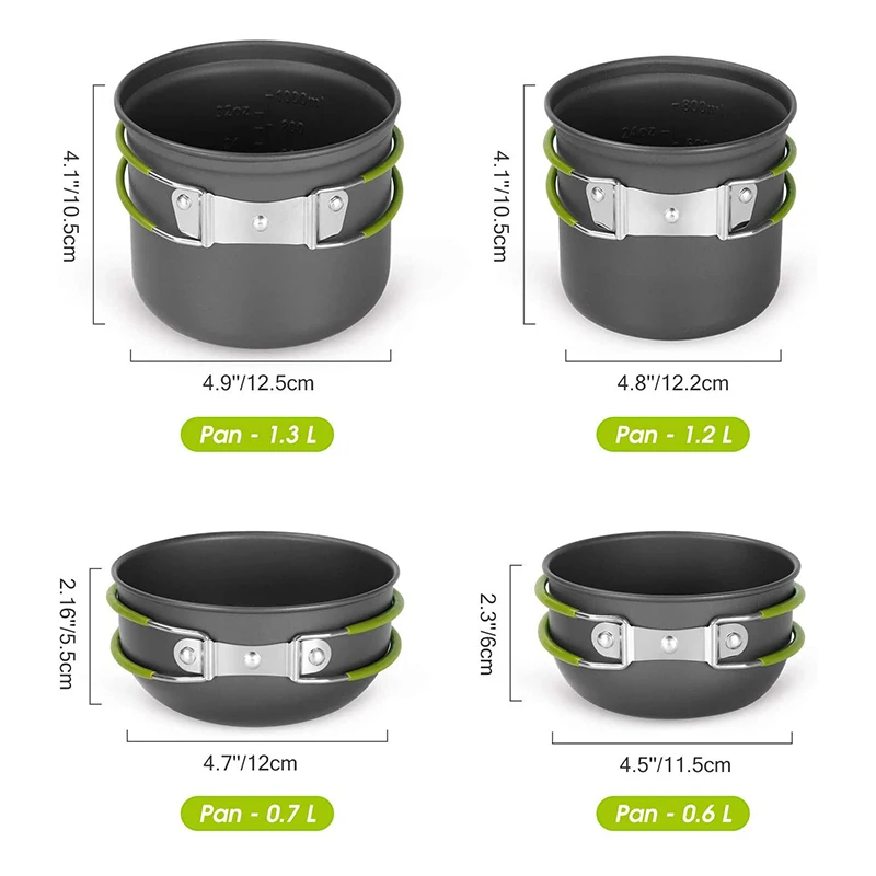 spesifikasi Ultra Ringan Camping Cookware Pot Set Gas Burner Kompor Kompor Tanam Perjalanan Luar Ruangan Peralatan Makan Wisata Pot Alat Peralatan