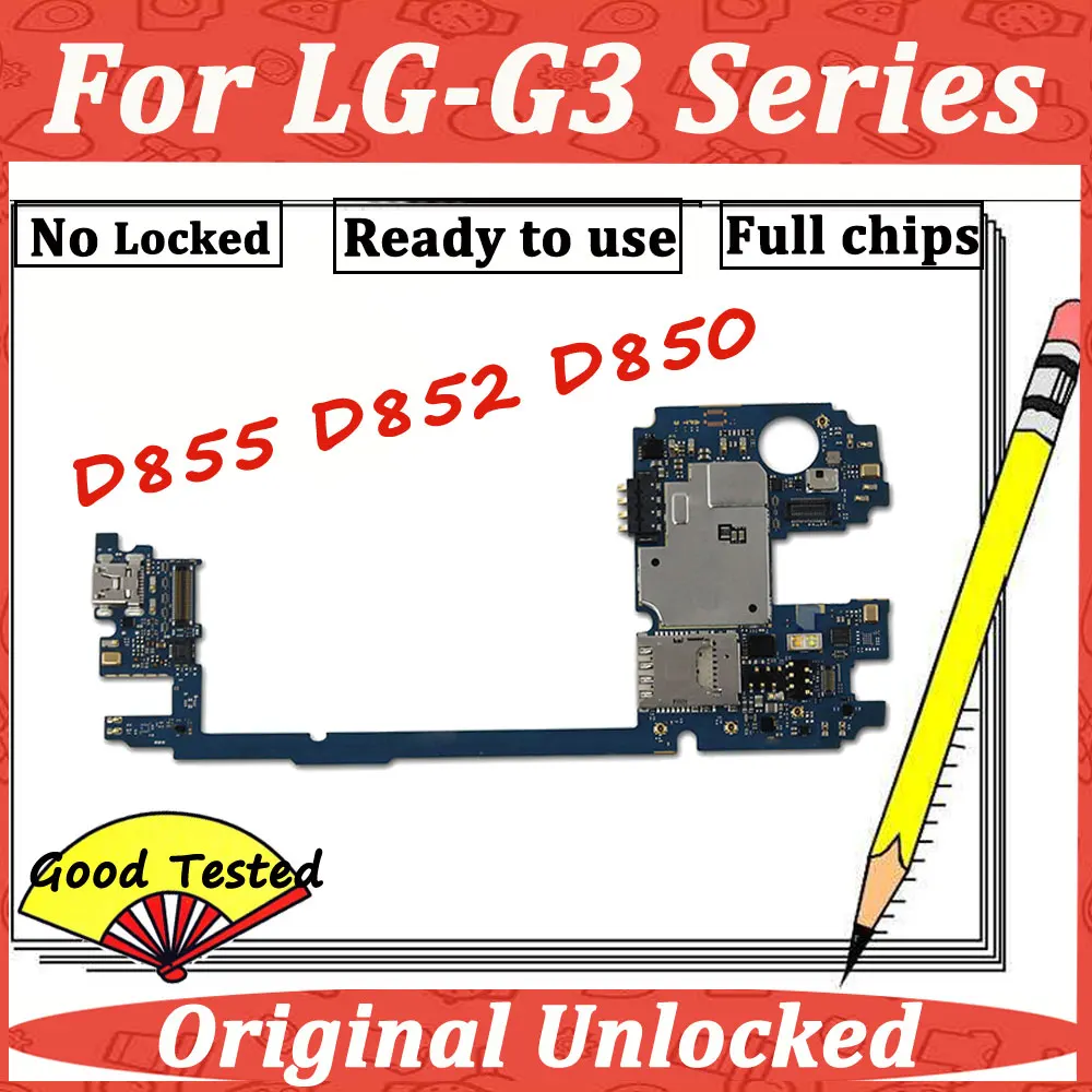 Оригинальная материнская плата для LG G3 D855 16G 32G D852 D850 разблокированная материнская плата Android IMEI с чипами