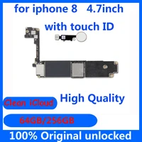 64gb 256gb original motherboard for iphone 8 high quality tested factory unlocked with without touch id for iphone8 mainboard