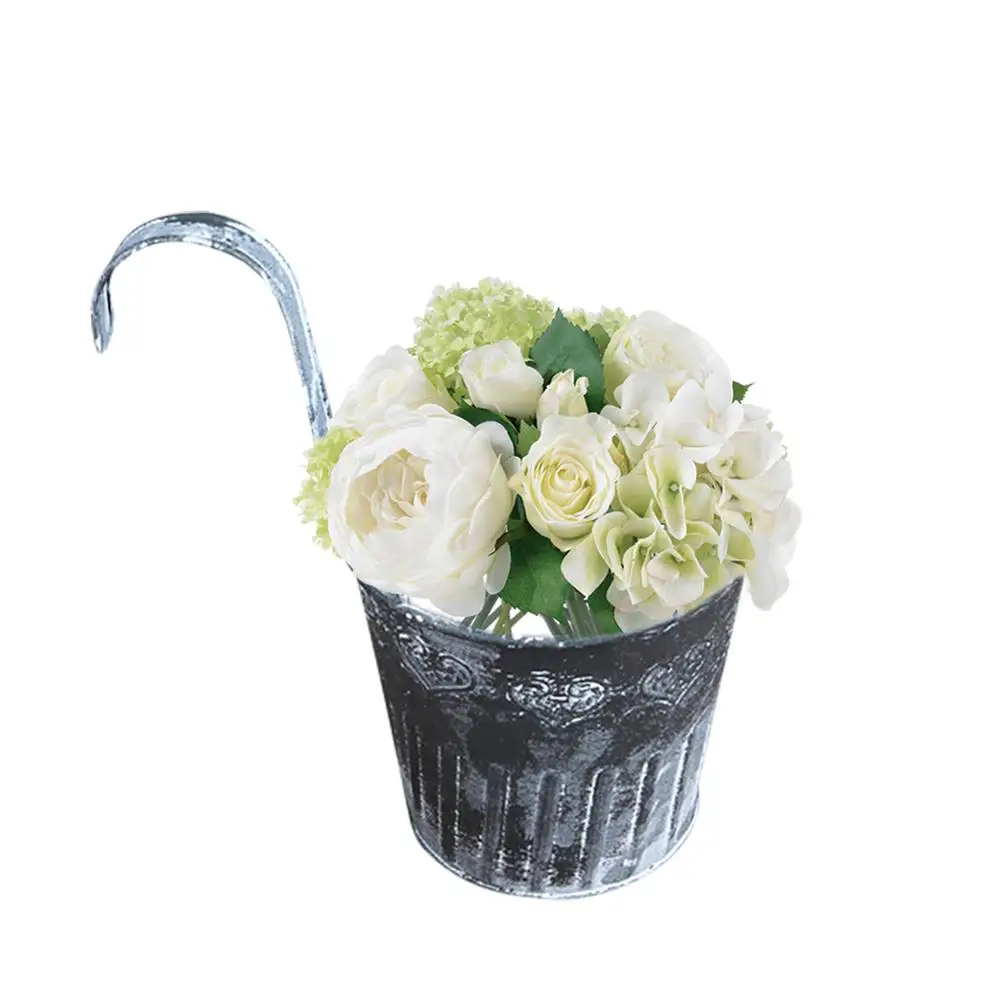 Wrought Iron Metal Crafts Decorative Hanging Pots Retro Flower Buckets Creative Home Garden Decor | Дом и сад