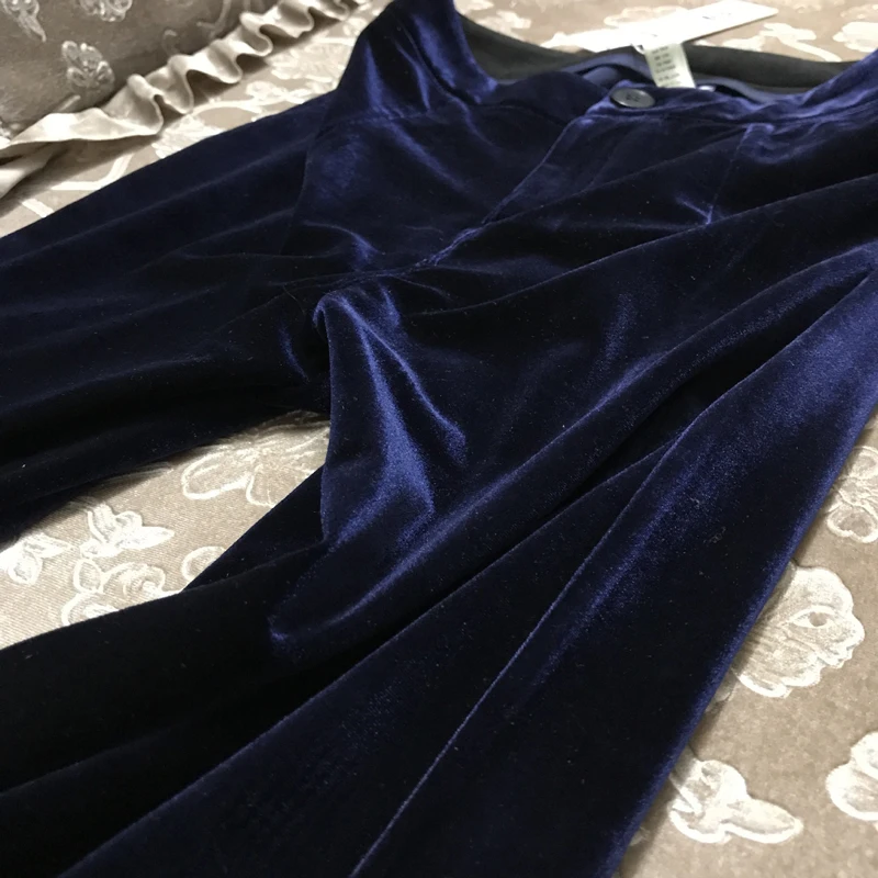 Женские бархатные брюки на молнии однотонные золотого цвета с высокой талией и