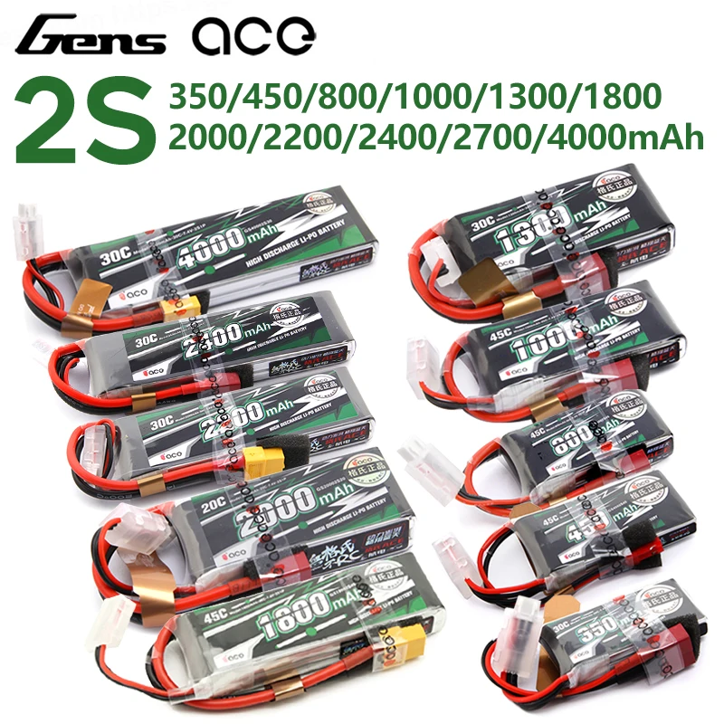 Обновленная батарея Gens ACE Lipo 2S 7 4 В 800 мАч 1300 1800 2200 4000 с разъемом T/XT60