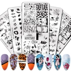 Прямоугольные штамповочные пластины NICOLE DIARY для ногтей шаблоны с изображением милых цветов животных штампы DIY Геометрическая Печать инструменты для ногтей