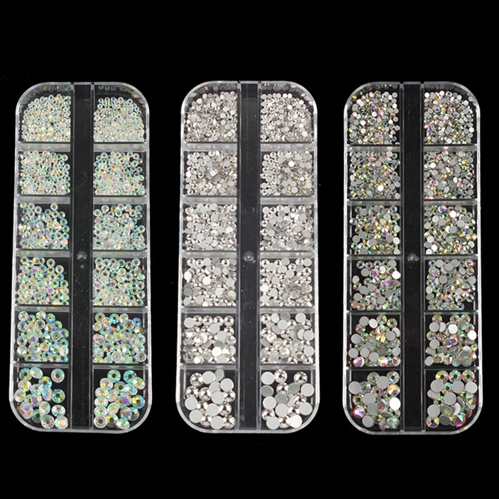 1 Box Multi-size AB Crystal Diamonds 3D Nail Art Decorations Gem Stones For Nails Rhinestones Decoration Nail Jewelry