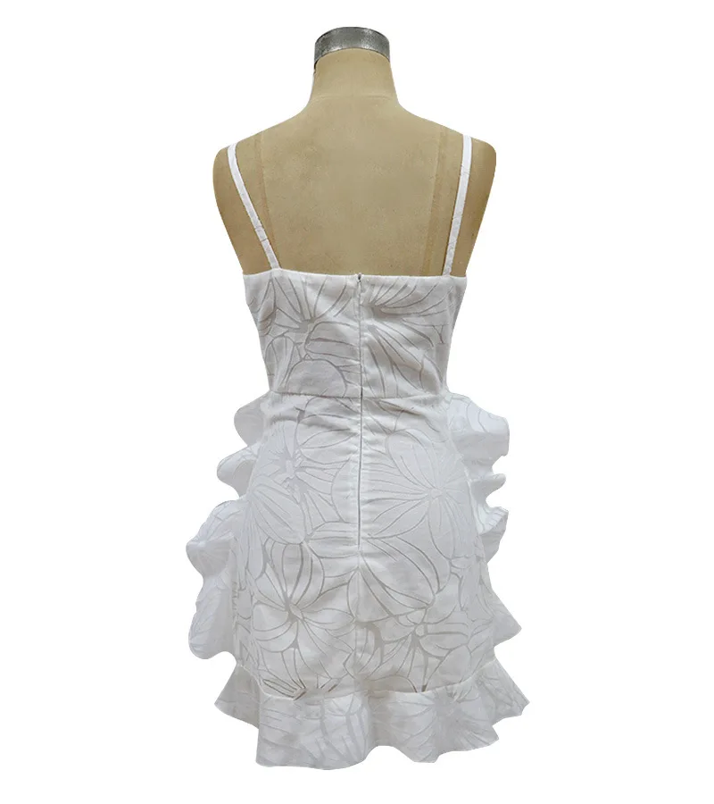 

2021 Women Sexy Slash Neck Ruffles Slip Dress Lady Casual Short Skirt