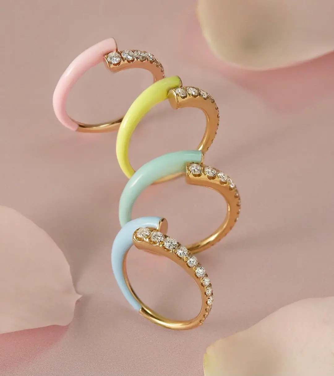 

2021 Summer New Colorful Jewelry Pastel Neon Enamel Open Adjust Band 5A CZ Stacking Finger Ring For Women