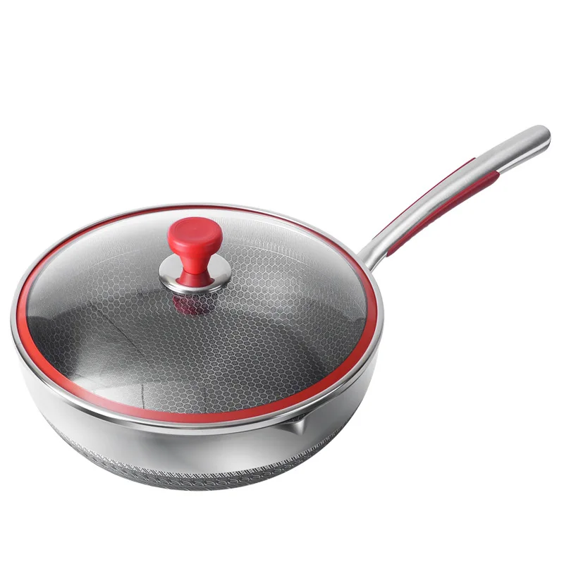 

Cast Iron Cookware Non Stick Wok Pan 316 Stainless Steel Household Frying Pan with Gas-fired Induction Cooker Pots and Pans
