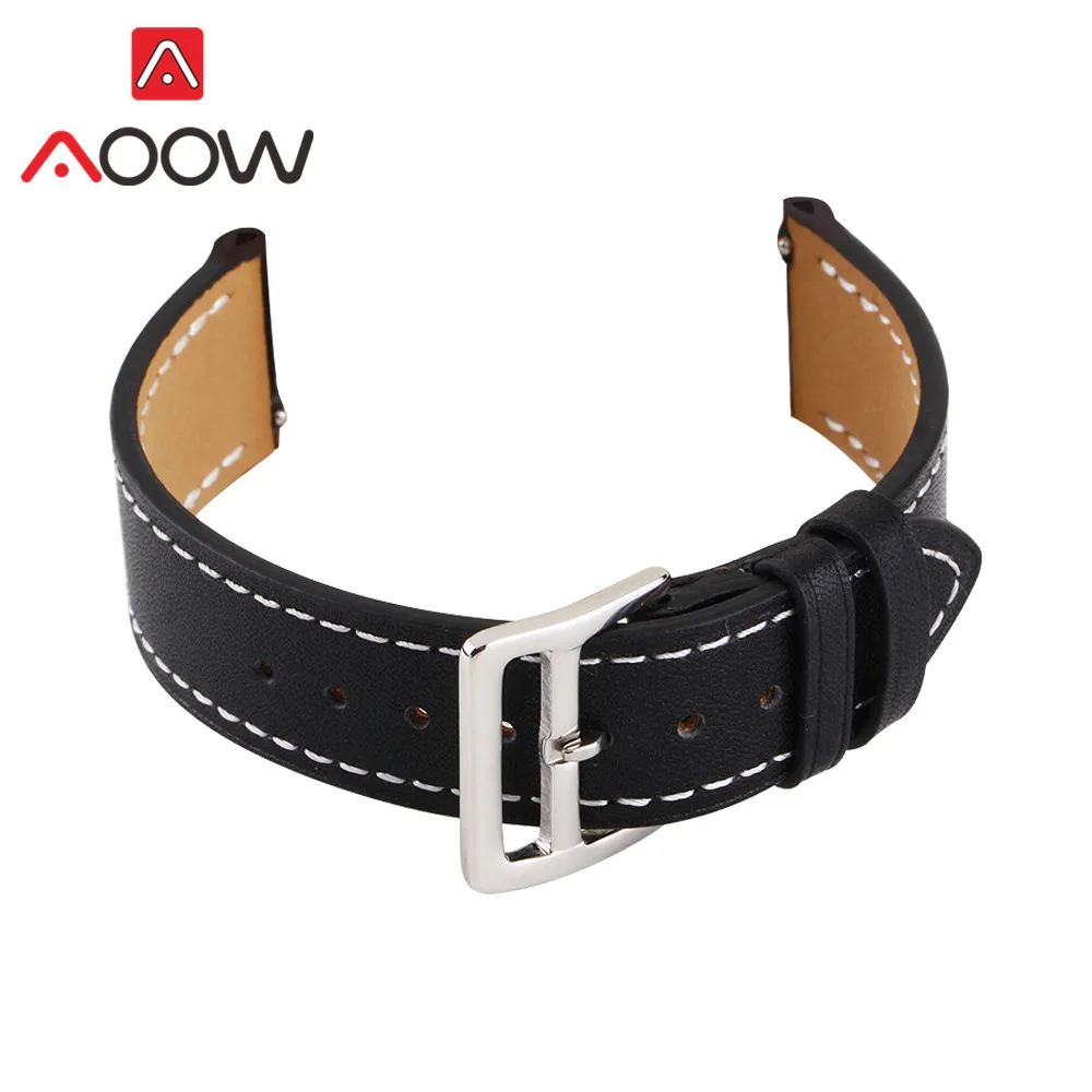 18 мм 20 мм 22 мм 24 мм ремешок из натуральной кожи для samsung Galaxy Watch Active2 42 мм 46 мм huawei GT 2 Amazfit браслет ремешок - Цвет ремешка: Black