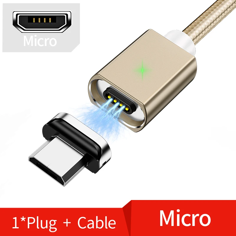 Gold micro usb Магнитный Micro USB кабель Олаф 2 м для iPhone samsung, кабель для быстрой зарядки и передачи данных, Магнитный зарядный кабель usb type C 3A, кабель для мобильного телефона - Цвет: Gold micro usb
