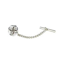 obn high quality copper knot tie tack pin with safety chain for regular necktie mens jewelry
