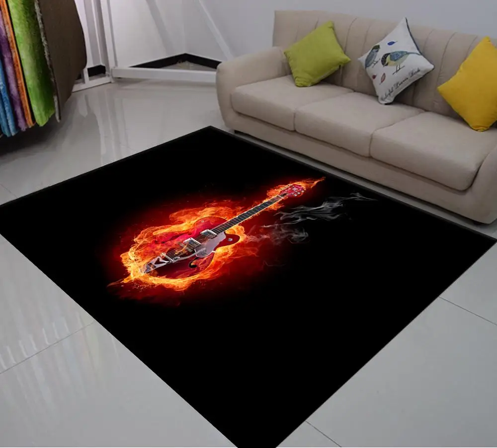 Горящий гитарный ковер с 3D принтом уличный детские коврики для спальни домашний
