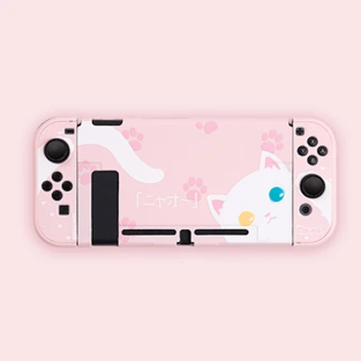 Kingd NS Switch силиконовый защитный чехол для ПК, Набор для nintendo Switch, аксессуары для консоли Joy-Con, чехол для контроллера - Цвет: Cat Pink Case