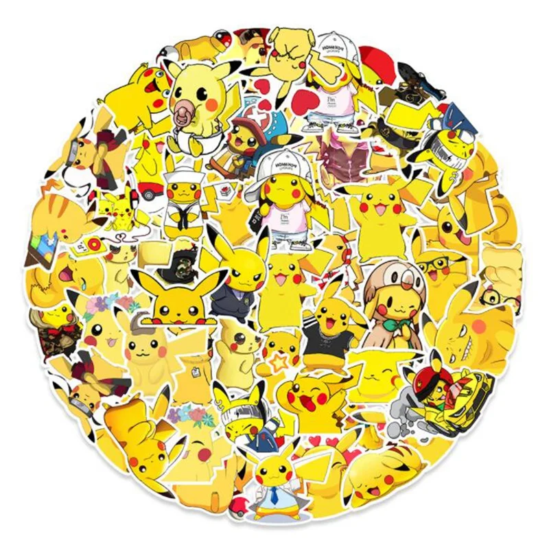 

50PCS/Pack Pokemon Japan Anime Sticker On Laptop Bicycle Motorcycle Refrigerator Pikachu Graffiti Stickers For Kids Gift
