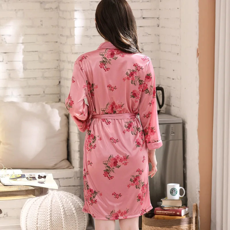 

Spring New Sexy Pajamas for Ladies Ice Silk Pajamas Two-piece Hotel Bathrobes Pink Home Service Lounge Wear
