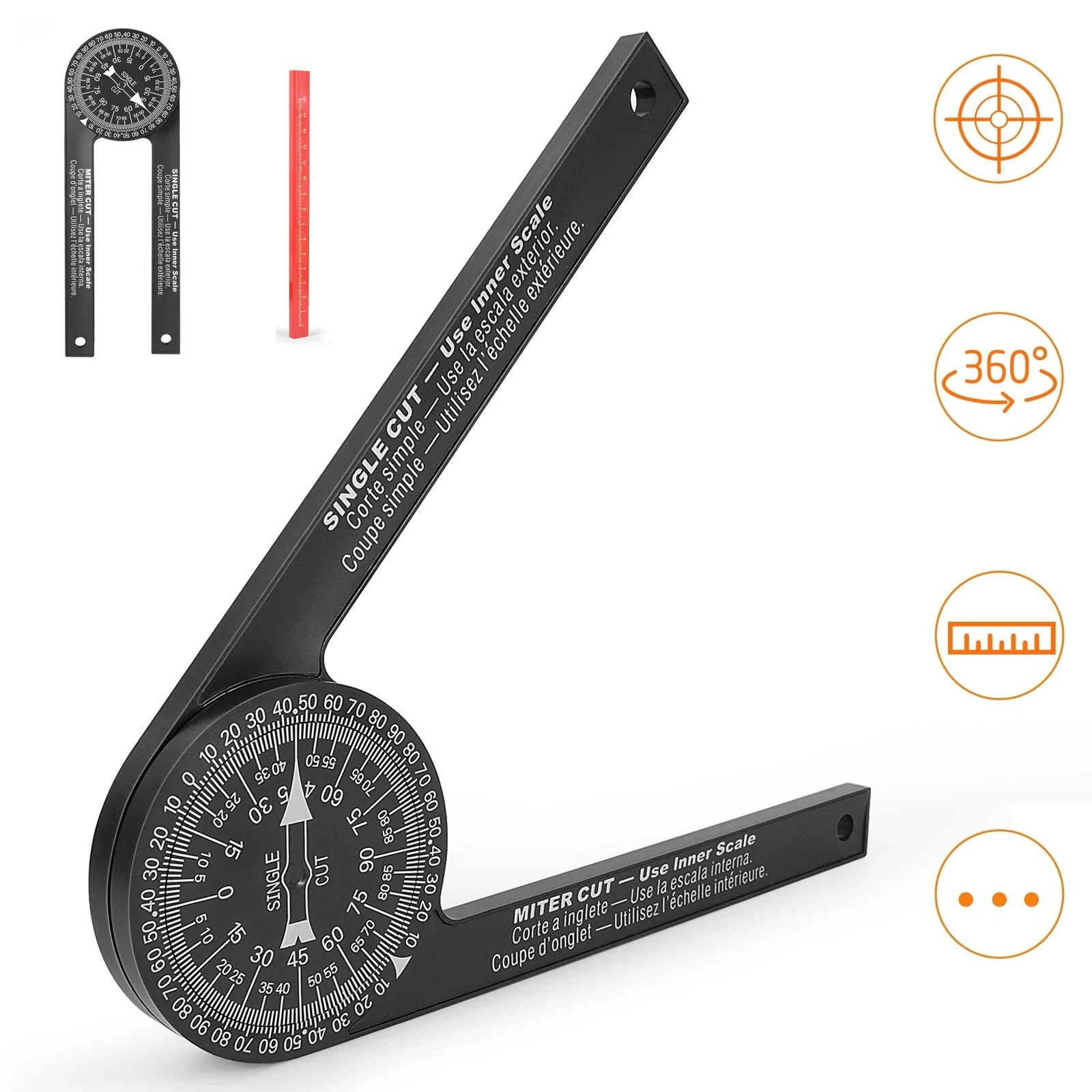 

Miter Saw Protractor 360° Angle Finder Miter Gauge Goniometer Angle Level Meter Arm Measuring Ruler