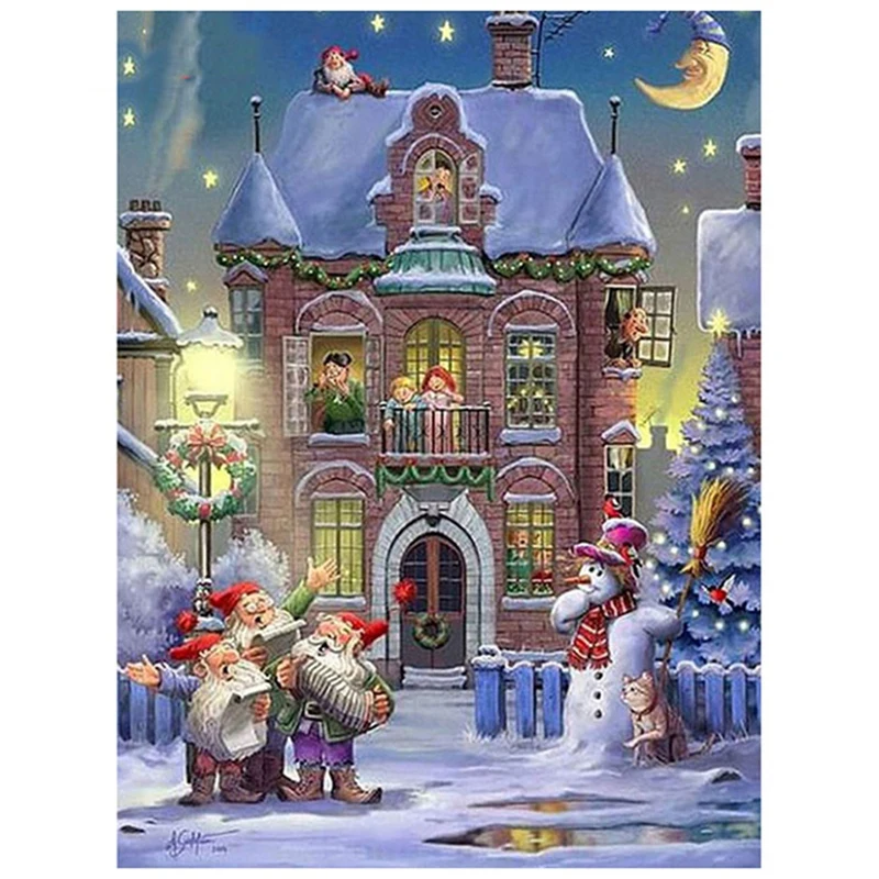 

HOT SALE Christmas Cross Stitch Kit Diamond Painting Landscape Home Decoration Crafts Set Art Embroidery Picture Gift