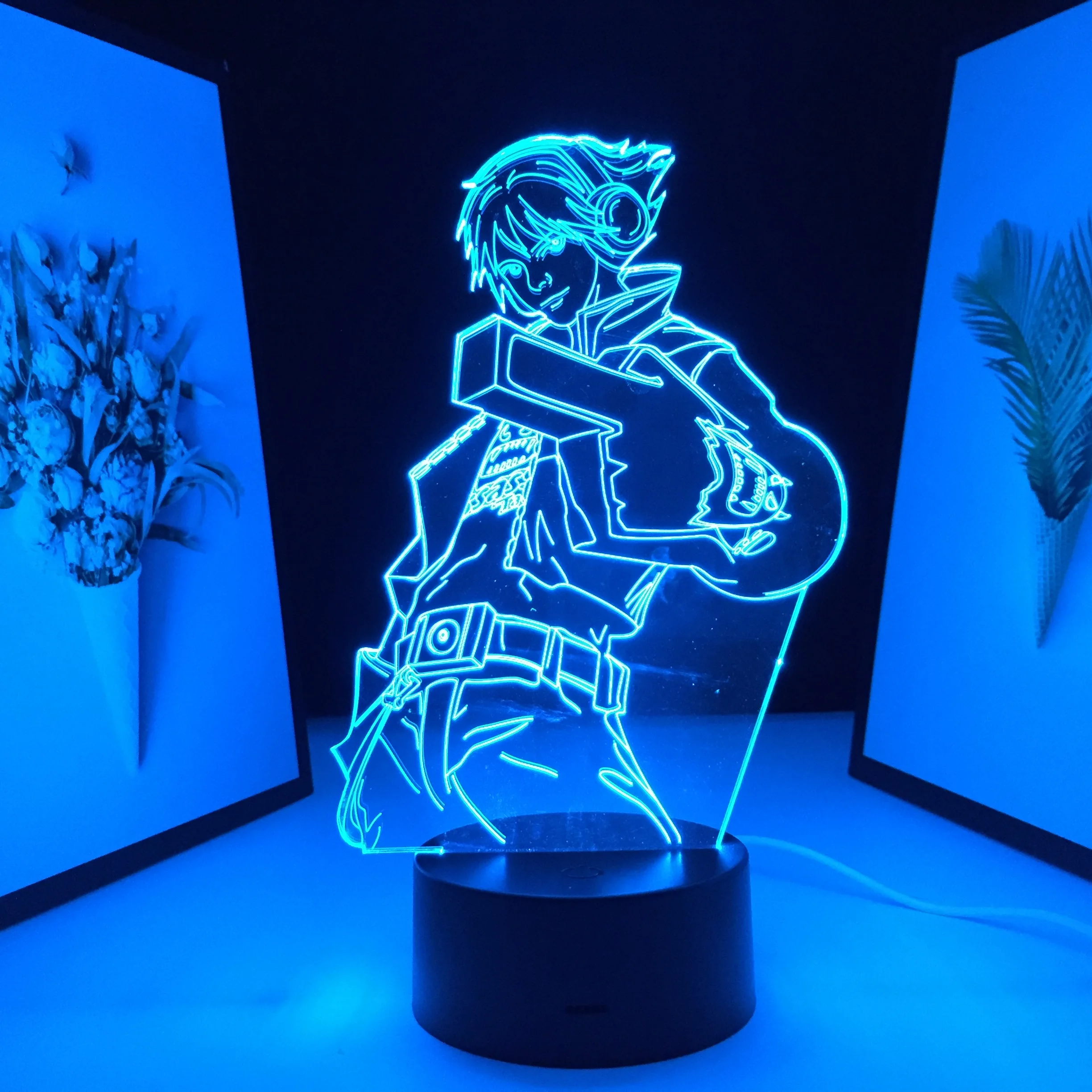 

Game League of Legends Character Ezreal 3D Lamp 7 Color Changes With Remote Control Black Base Visual Illusion for Home Decor