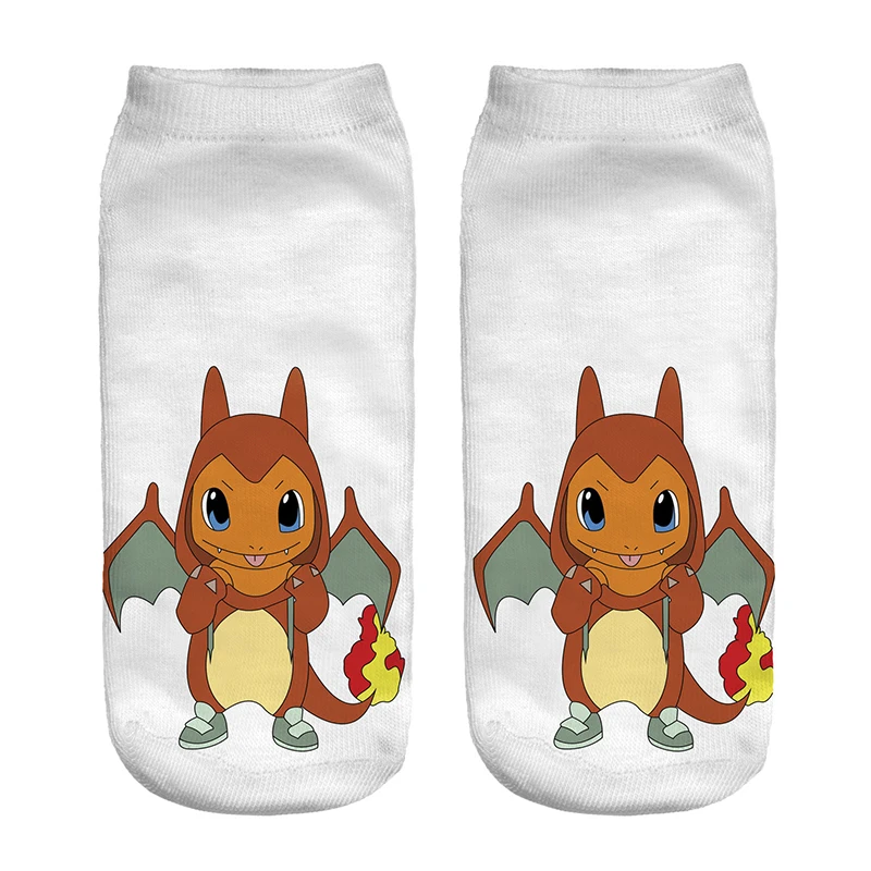 Kawaii Pokemon Go/хлопковые носки унисекс для мальчиков и девочек Забавные женские милые носки из полиэстера мужские короткие носки с принтом японского мультфильма