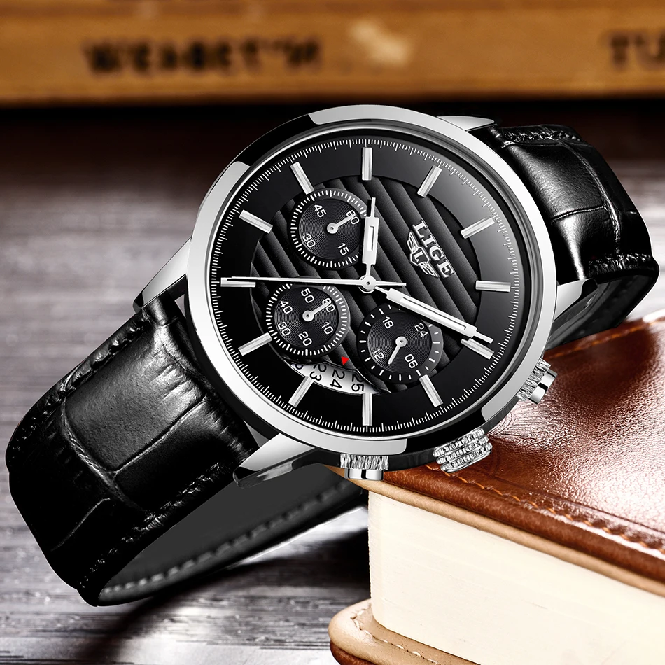 Часы наручные LIGE Мужские кварцевые роскошные светящиеся с секундомером и