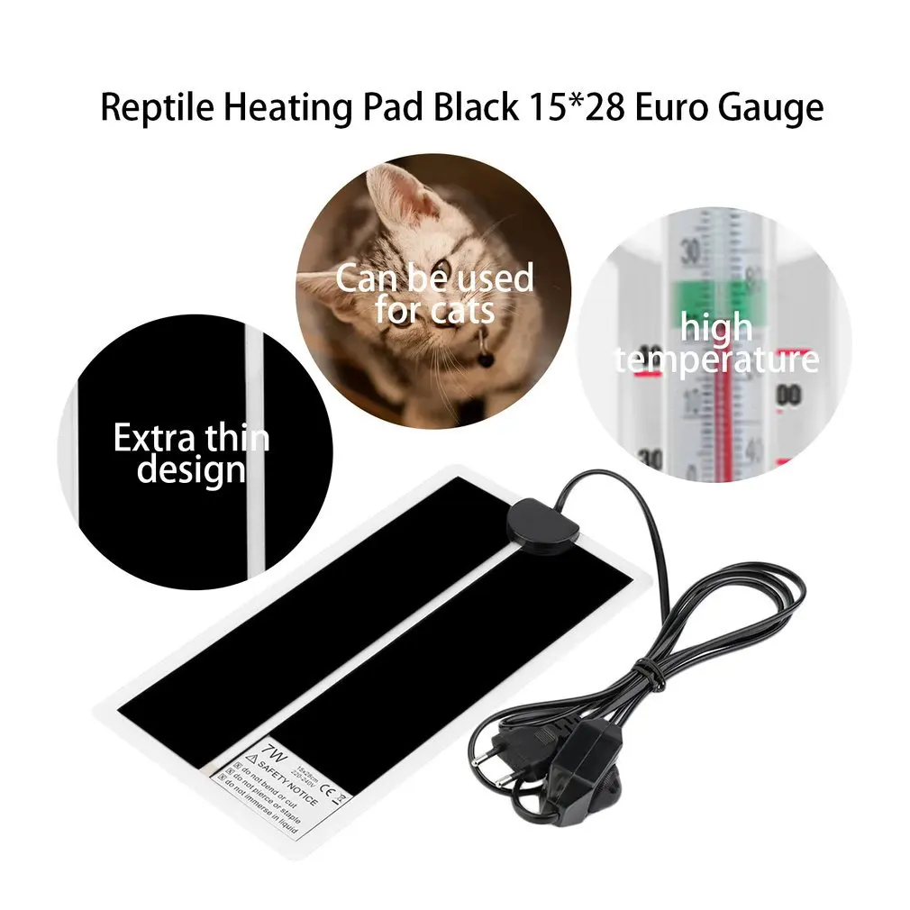 7w Eu 220v Adjustable Temperature Reptile Heating Heater Mat Size Super Thin Pet For Dog Cat